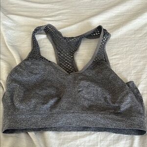 Gray Mesh Racerback Sports Bra